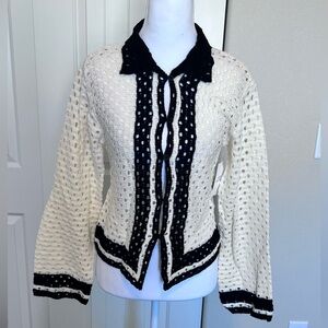 NWT Crochet Button up Cardigan Coquette Cottage Core Whimsical Sz Small Medium